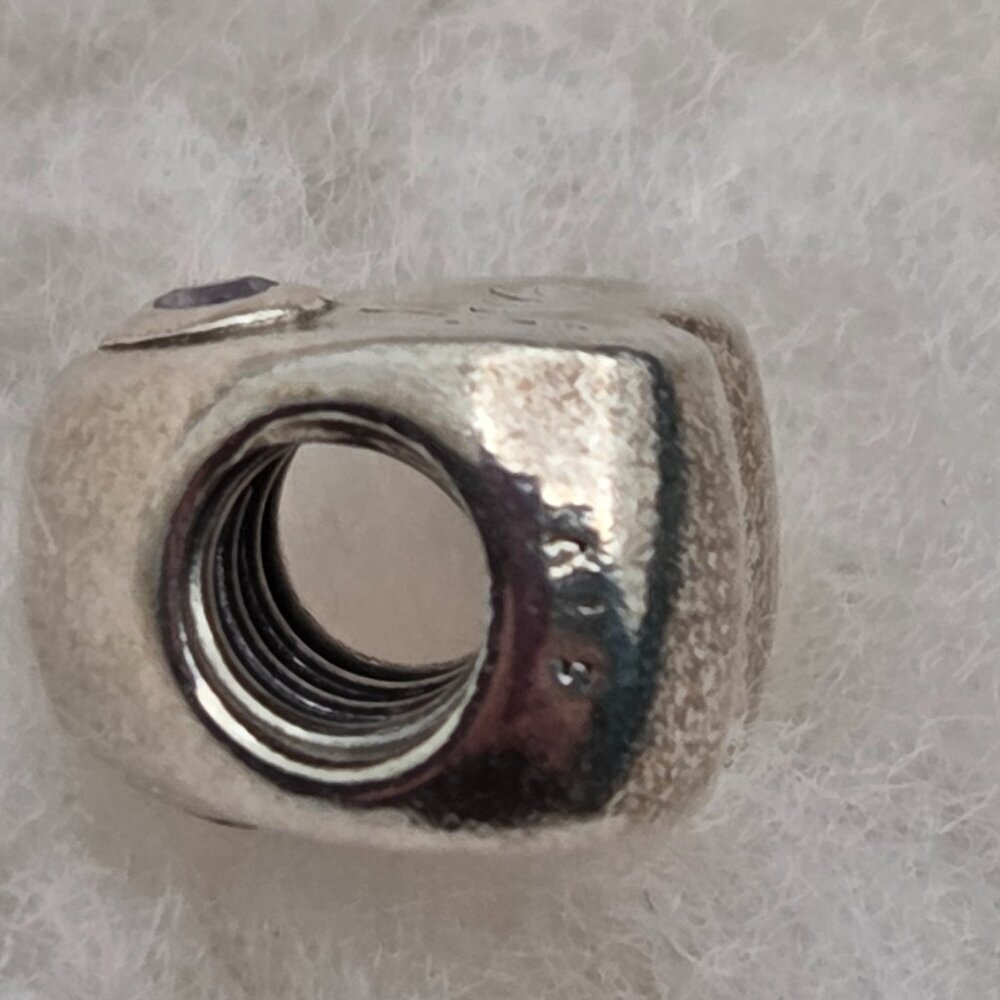 Pandora Sterling Silver "Wife" Heart Charm with Pink CZ small stone - Picture 5 of 5
